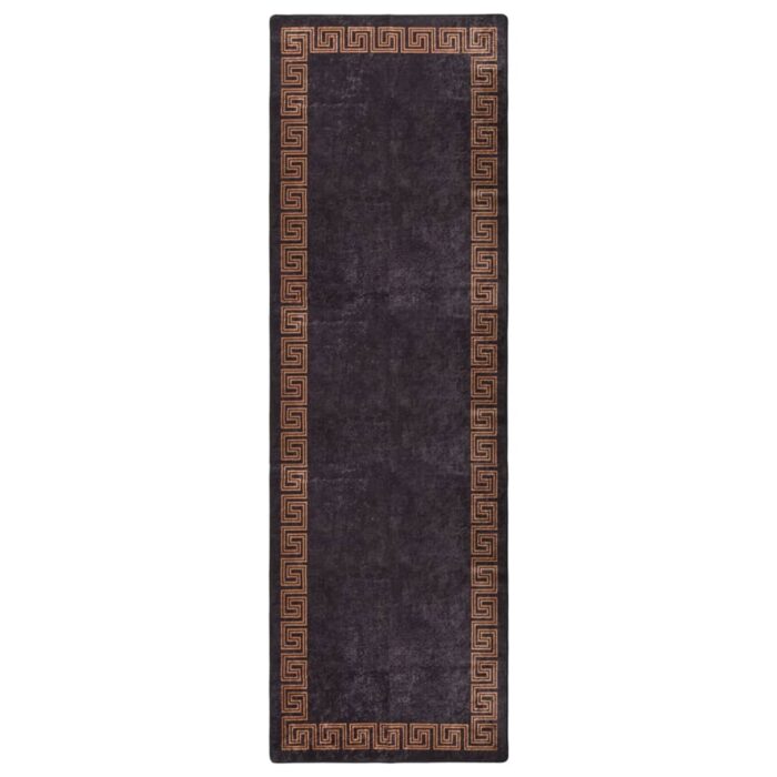 Tapis lavable antidérapant 80x300 cm Noir et doré – Image 1