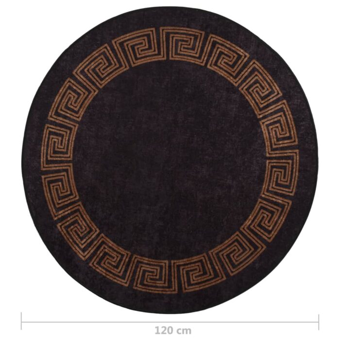 Tapis lavable antidérapant φ120 cm Noir et doré – Image 4
