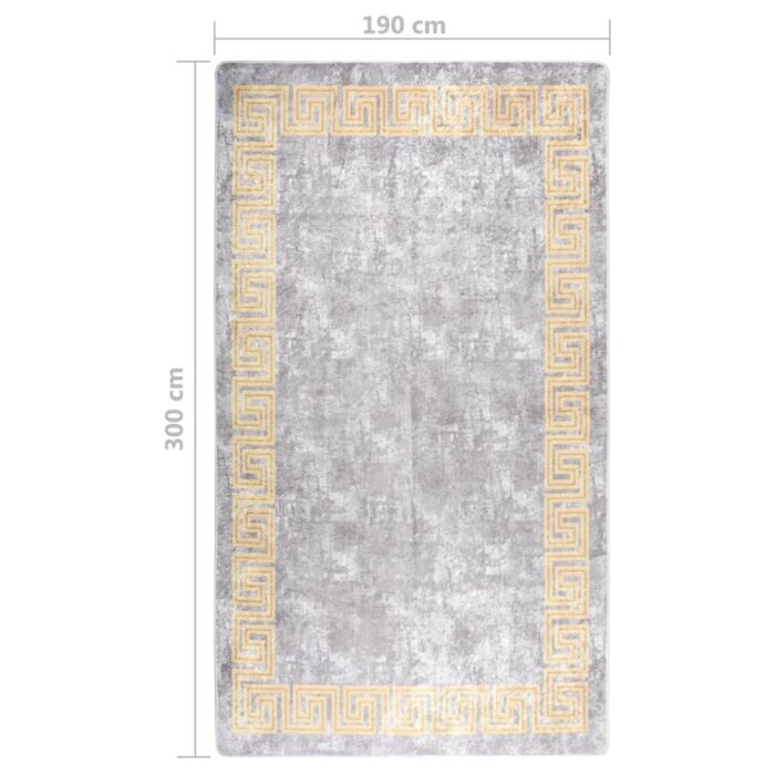 Tapis lavable antidérapant 190x300 cm gris – Image 6