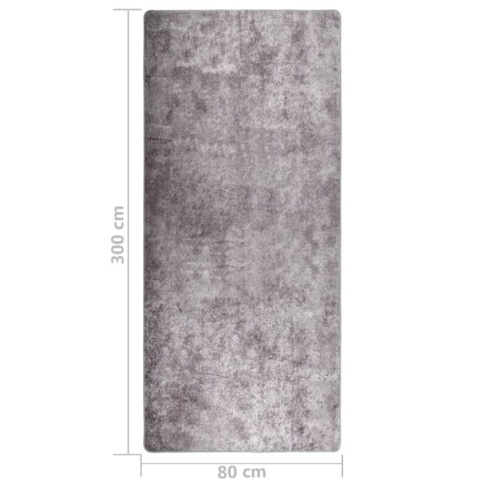 Tapis lavable antidérapant 80x300 cm Gris – Image 4