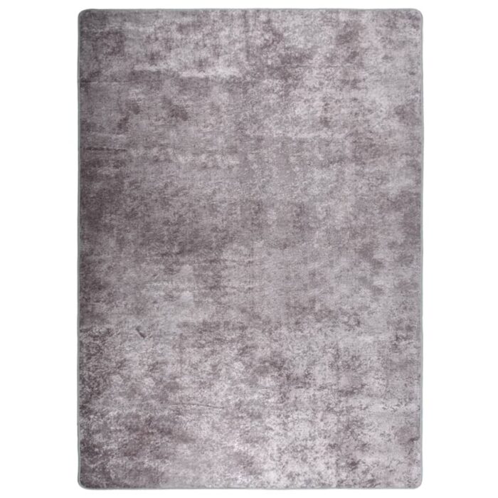 Tapis lavable antidérapant 120x180 cm gris – Image 1