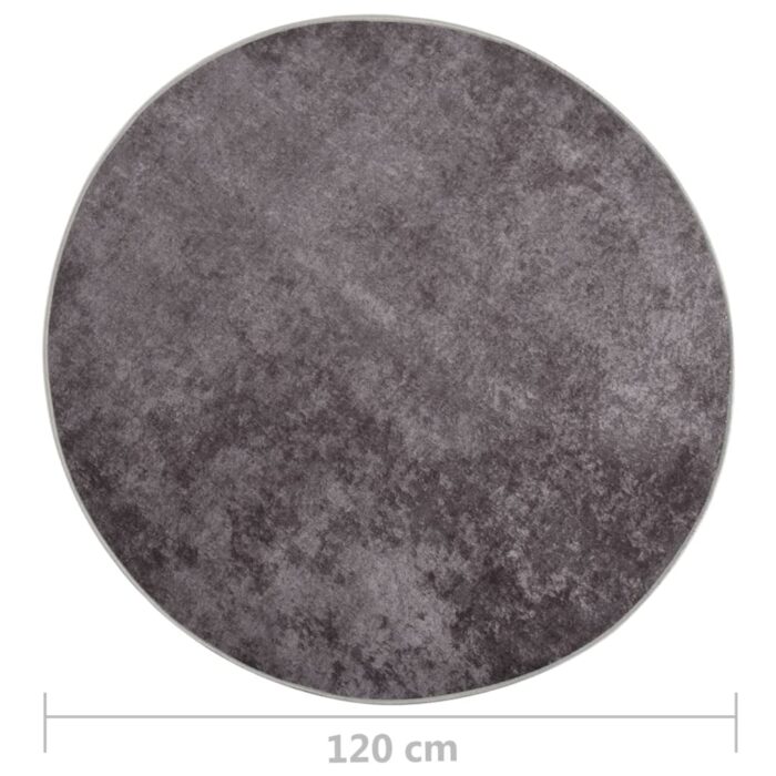 Tapis lavable antidérapant φ120 cm gris – Image 4