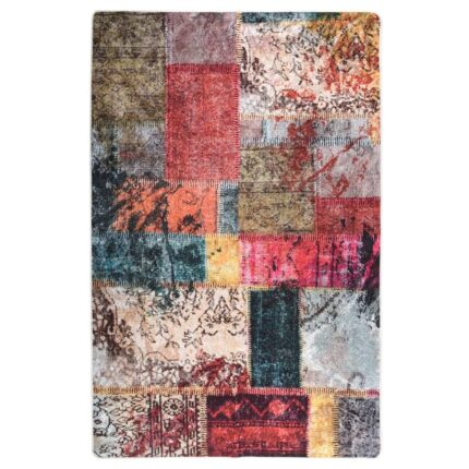 Tapis lavable antidérapant Patchwork 80x150 cm Multicolore