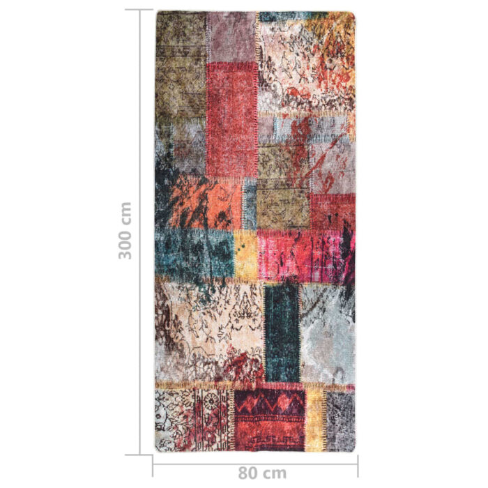 Tapis lavable antidérapant Patchwork 80x300 cm Multicolore – Image 4