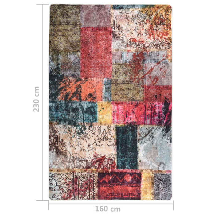 Tapis lavable antidérapant Patchwork 160x230 cm Multicolore – Image 4