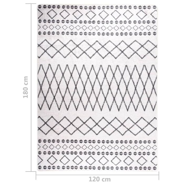 Tapis lavable antidérapant 120x180 cm Noir et blanc – Image 4
