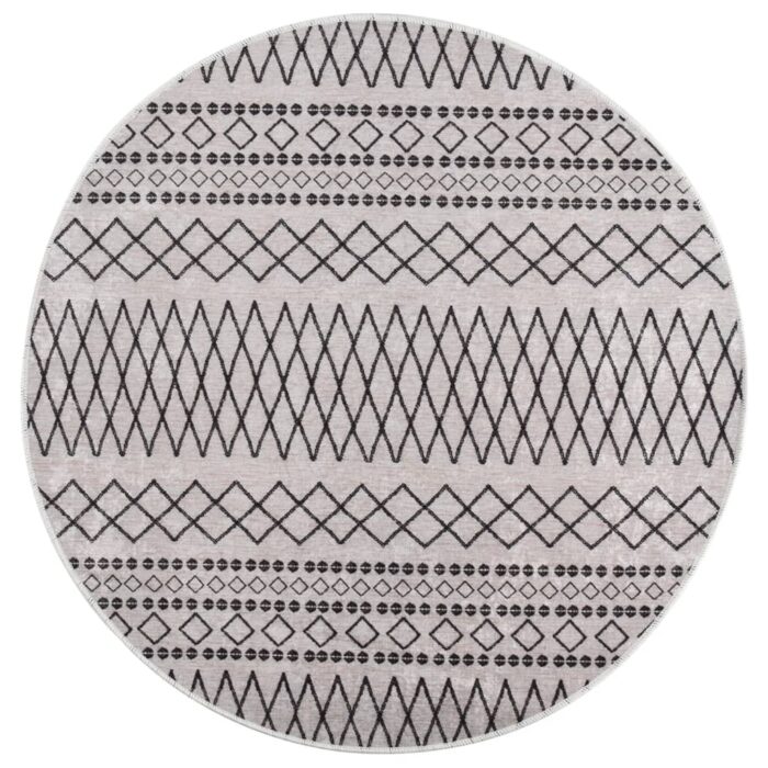 Tapis lavable antidérapant φ120 cm Noir et blanc – Image 1