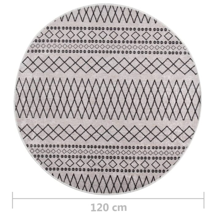 Tapis lavable antidérapant φ120 cm Noir et blanc – Image 4