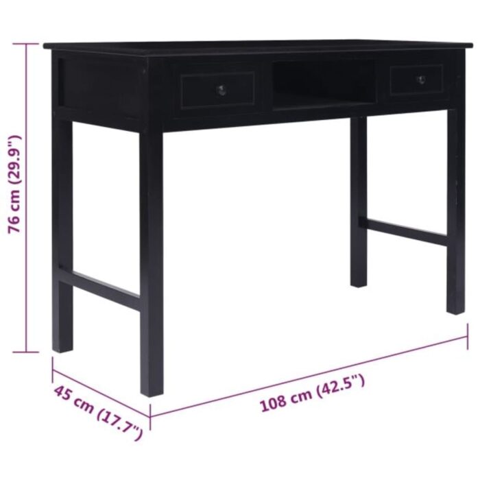 Buffet Noir 108x45x76 cm Bois de Paulownia massif – Image 8