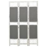 Cloison de séparation 3 panneaux Gris 105x165 cm Tissu