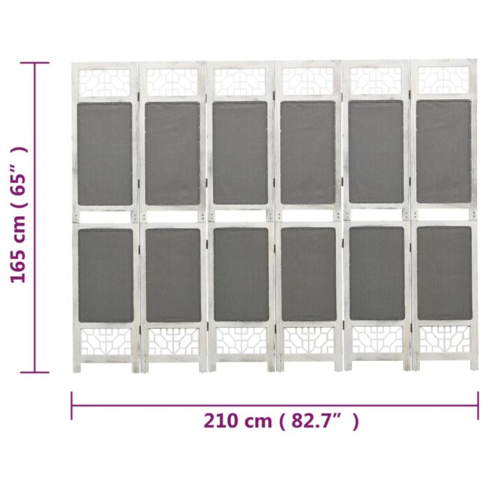 Cloison de séparation 6 panneaux Gris 210x165 cm Tissu – Image 6