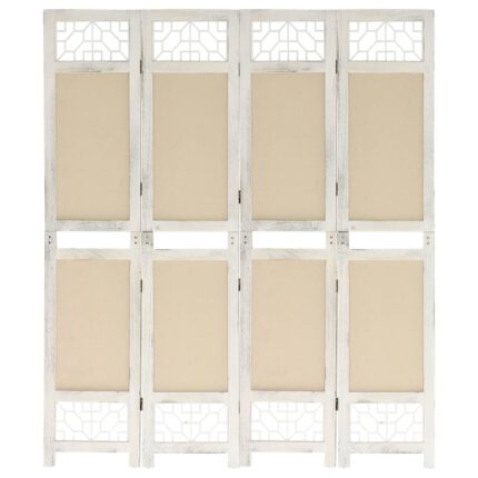 Cloison de séparation 4 panneaux Crème 140x165 cm Tissu