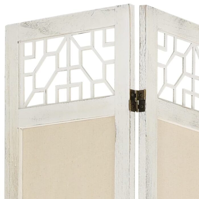 Cloison de séparation 4 panneaux Crème 140x165 cm Tissu – Image 5