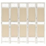Cloison de séparation 5 panneaux Crème 175x165 cm Tissu