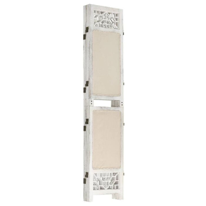 Cloison de séparation 5 panneaux Crème 175x165 cm Tissu – Image 2