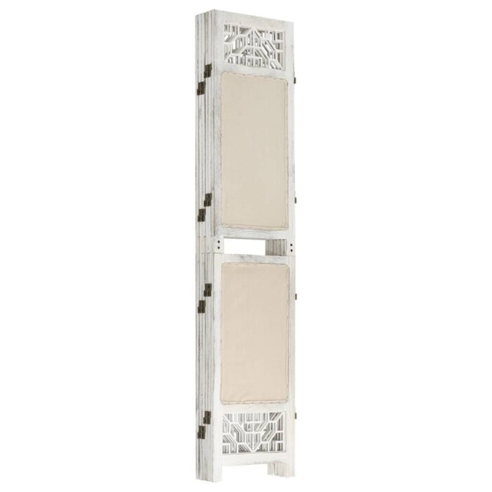 Cloison de séparation 6 panneaux Crème 210x165 cm Tissu – Image 2