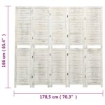 Cloison de séparation 5 panneaux Blanc antique 178,5x166cm Bois – Image 6