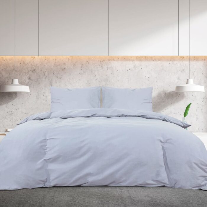 Ensemble de housse de couette Gris 200x200 cm Microfibre légère – Image 2