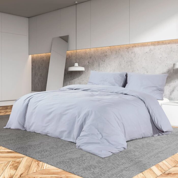 Ensemble de housse de couette Gris 200x200 cm Microfibre légère – Image 1