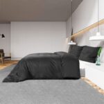 Ensemble de housse de couette Noir 140x200 cm Microfibre légère – Image 2