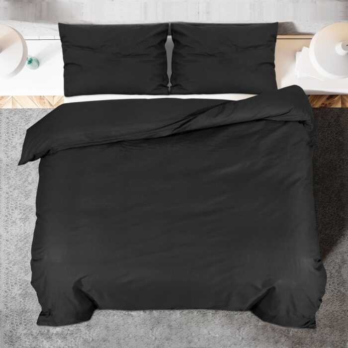 Ensemble de housse de couette Noir 135x200 cm Microfibre légère – Image 3