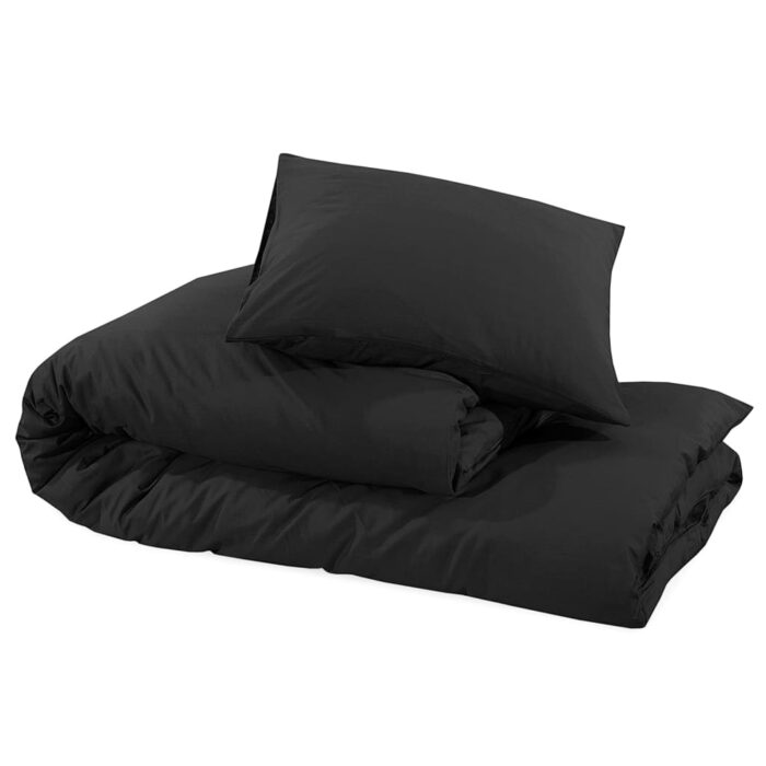 Ensemble de housse de couette Noir 200x200 cm Microfibre légère – Image 4