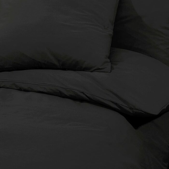 Ensemble de housse de couette Noir 200x200 cm Microfibre légère – Image 5