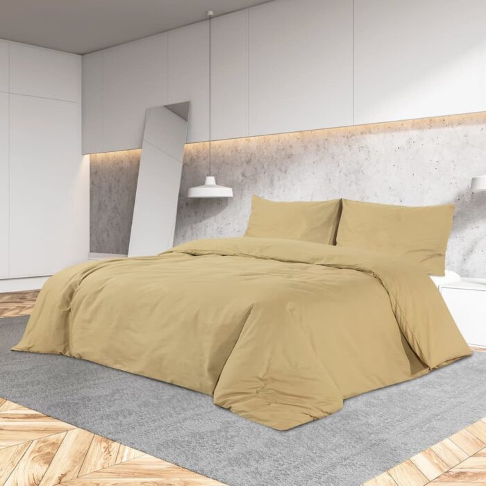 Ensemble de housse de couette Taupe 220x240 cm Microfibre – Image 1