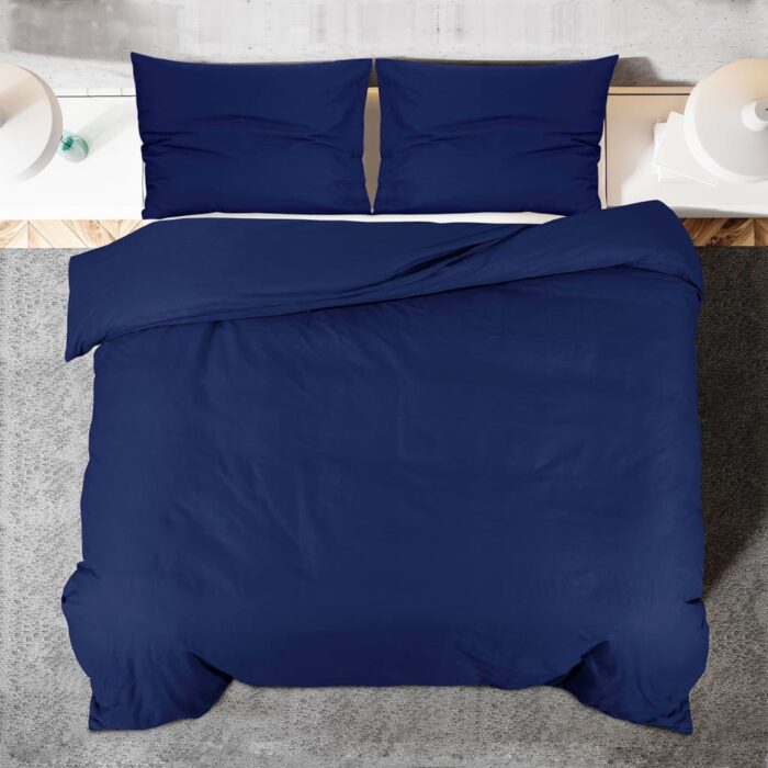 Ensemble de housse de couette Bleu marine 260x240 cm Microfibre – Image 3