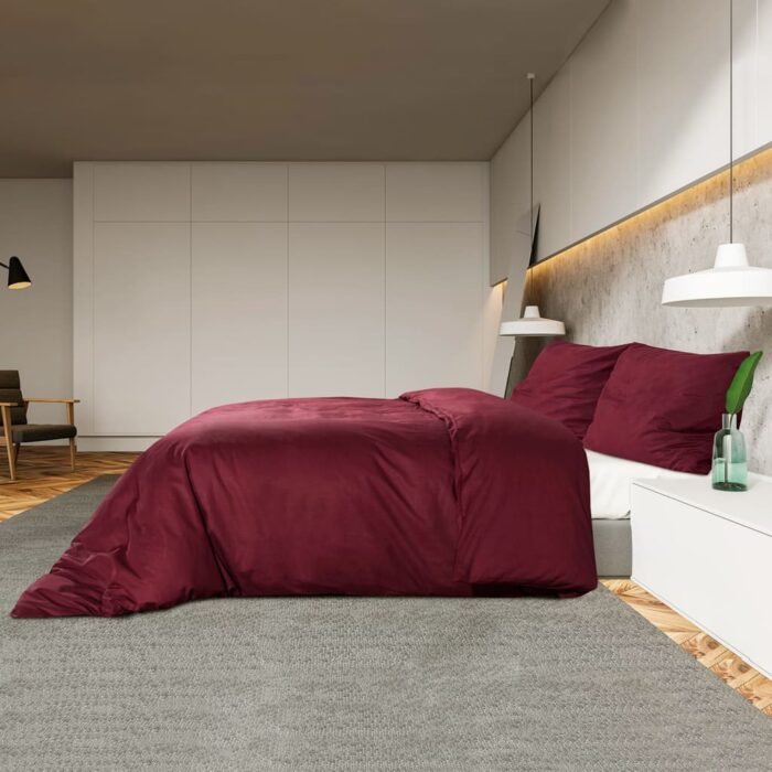Ensemble de housse de couette Bordeaux 155x220 cm Microfibre – Image 2