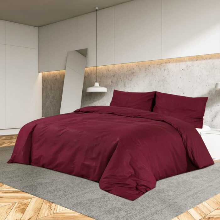 Ensemble de housse de couette Bordeaux 155x220 cm Microfibre – Image 1