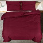 Ensemble de housse de couette Bordeaux 200x200 cm Microfibre – Image 3