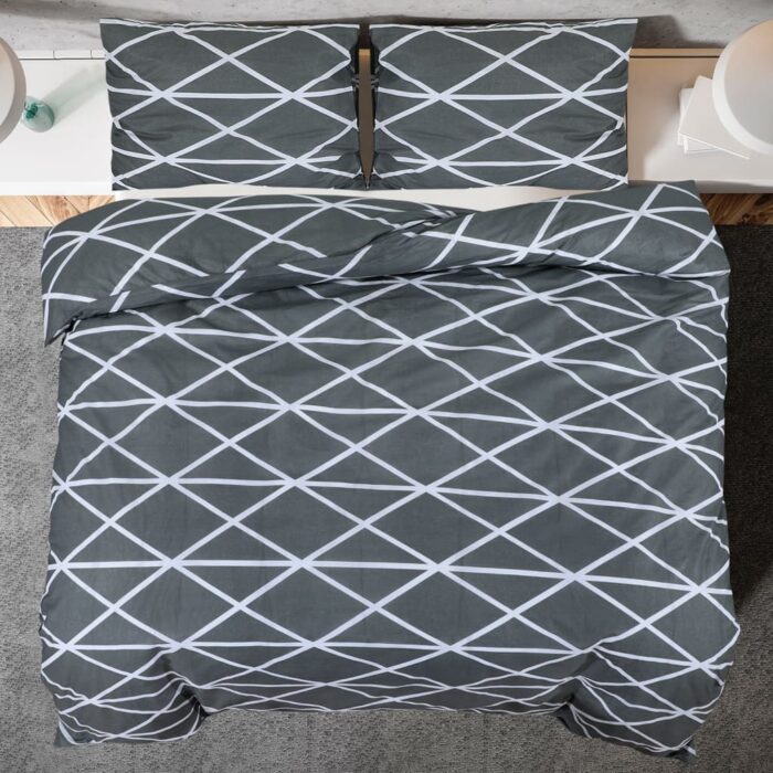 Ensemble de housse de couette Gris 220x240 cm Coton – Image 3