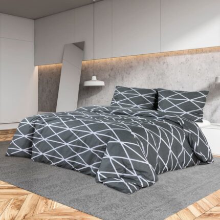 Ensemble de housse de couette Gris 220x240 cm Coton