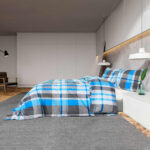 Ensemble de housse de couette Bleu et gris 200x220 cm Coton – Image 2