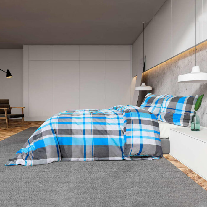 Ensemble de housse de couette Bleu et gris 200x220 cm Coton – Image 2