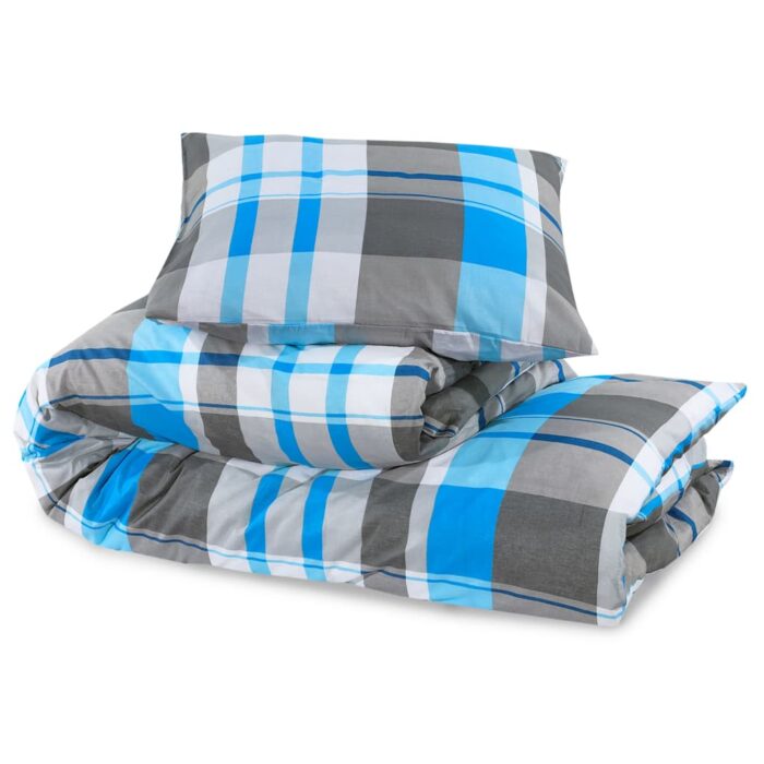 Ensemble de housse de couette Bleu et gris 200x220 cm Coton – Image 4