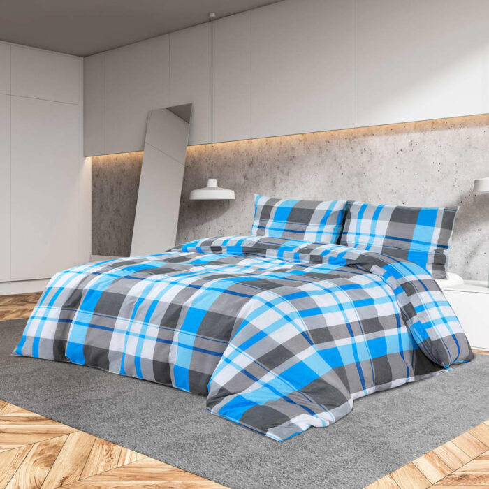VXL8720286656945_m_en_hd_1.jpg Ensemble de housse de couette Bleu et gris 200x220 cm Coton – Image 1