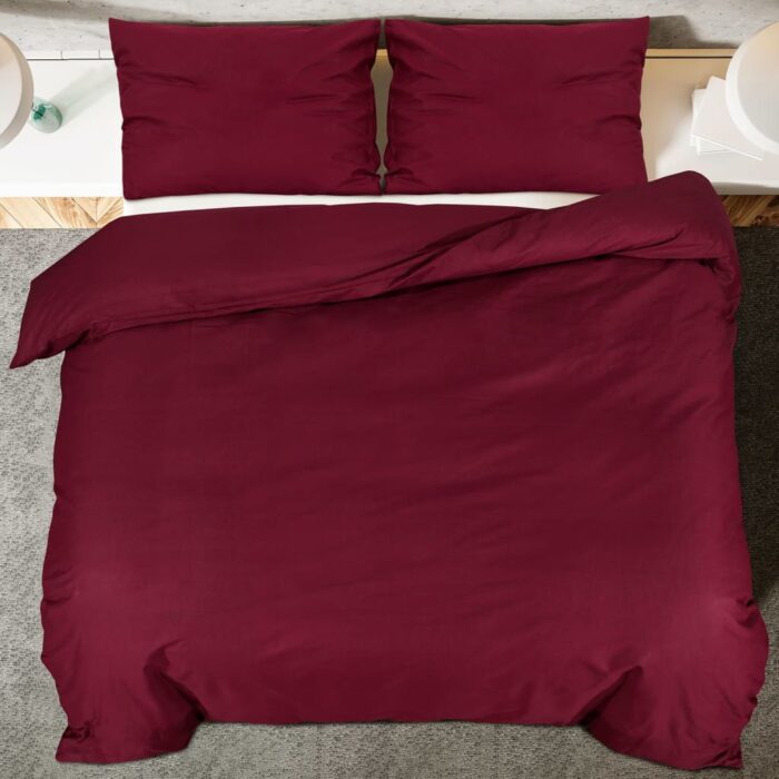 Ensemble de housse de couette Bordeaux 135x200 cm Coton – Image 3