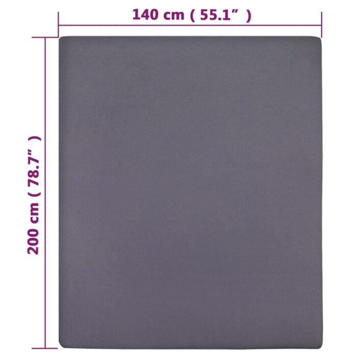 Draps-housses Jersey 2 pcs Anthracite 140x200 cm Coton – Image 3