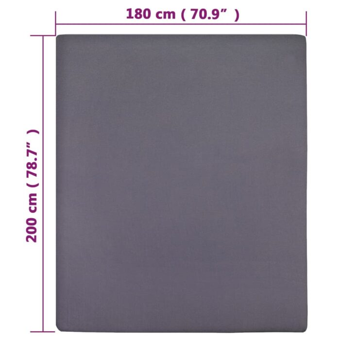Draps-housses Jersey 2 pcs Anthracite 180x200 cm Coton – Image 3