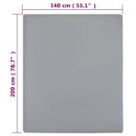 Draps-housses Jersey 2 pcs Gris 140x200 cm Coton – Image 3