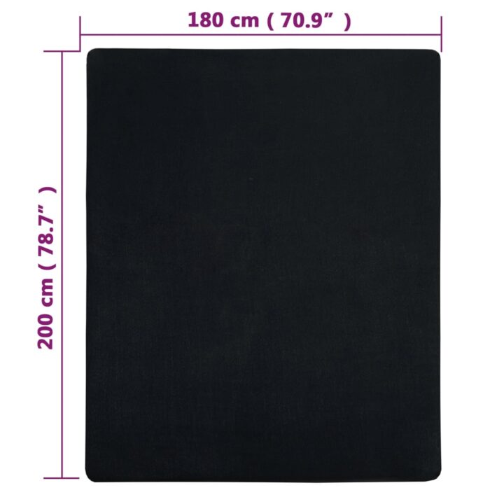 Drap-housse Jersey Noir 180x200 cm Coton – Image 3