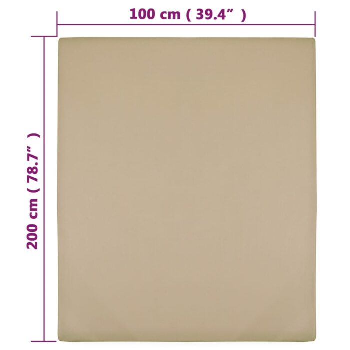 Draps-housses Jersey 2 pcs Taupe 100x200 cm Coton – Image 3