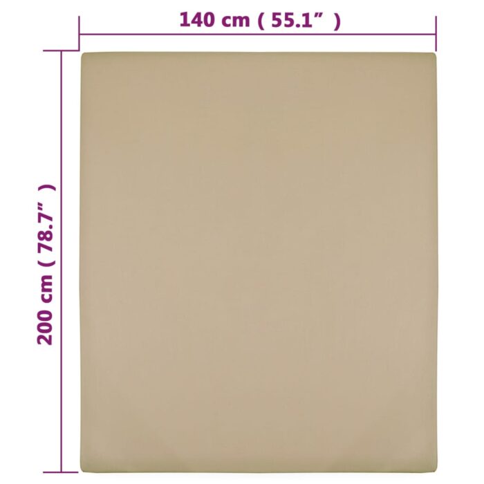 Draps-housses Jersey 2 pcs Taupe 140x200 cm Coton – Image 3