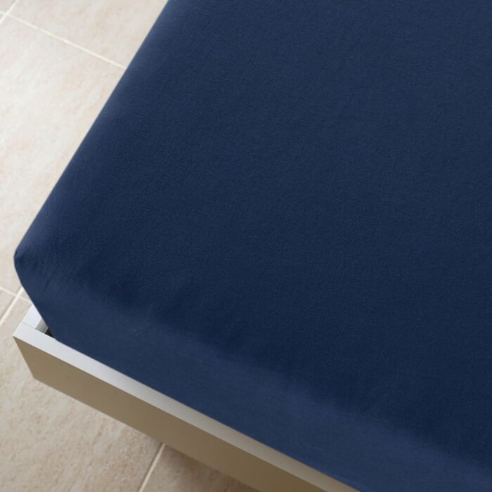 Draps-housses Jersey 2 pcs Bleu marine 140x200 cm Coton – Image 2