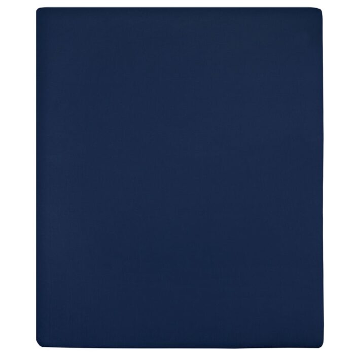 Drap-housse Jersey Bleu marine 160x200 cm Coton – Image 1