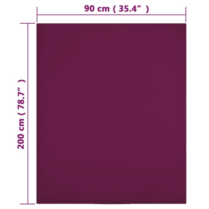 Draps-housses Jersey 2 pcs Bordeaux 90x200 cm Coton – Image 3