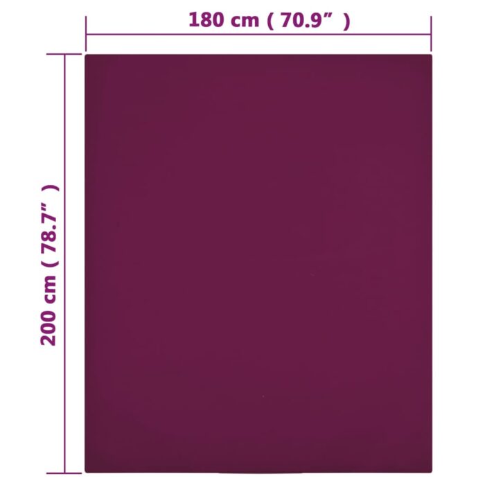 Draps-housses Jersey 2 pcs Bordeaux 180x200 cm Coton – Image 3