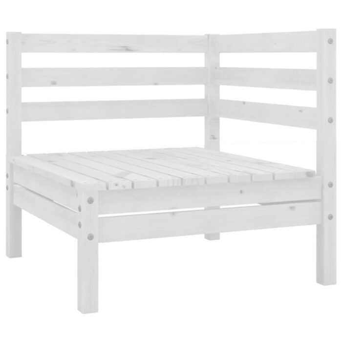 Canapé d'angle de jardin blanc bois de pin massif – Image 1
